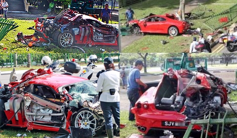 Singapore  Accident Picture on Car Crashes Are Piling Up This Week  This Time It Is A Ferrari 430