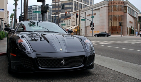 Our photo of the day is this black Ferrari 599 GTO parked at Rodeo Drive and