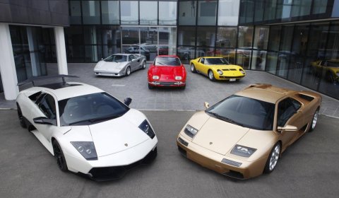  during a symbolic last ride out of the gate of the Lamborghini factory