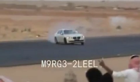 The 2010 model BMW 7Series drifts quite nicely on the hot Saudi desert road
