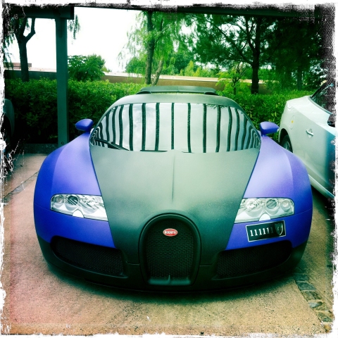 Spotted Matte Black Purple Bugatti Veyron in St Tropez 01