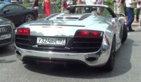 YouTube member Alexsmolik spotted this chrome Audi R8 V10 spyder in Monaco