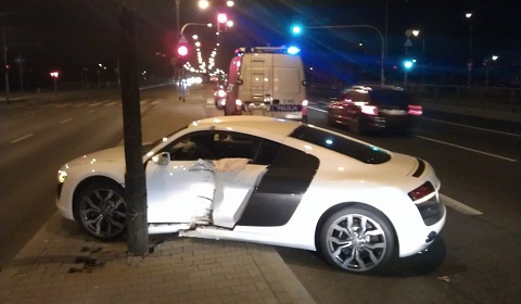 On Wednesday this week an Audi R8 V10 was involved in an accident in Warsaw