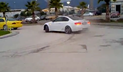 The clip shows an AC Schnitzer tuned BMW M3 doing two drifts across a 