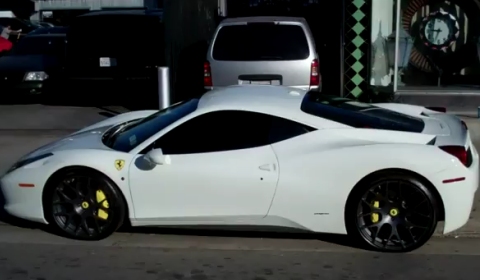  modified and white Ferrari 458 Italia outside of Platinum Motorsports