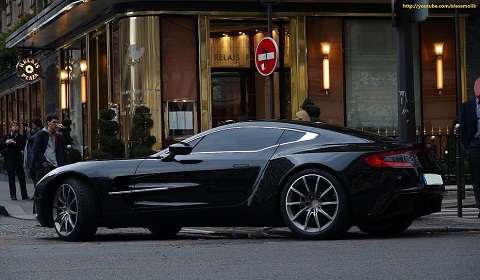 Aston Martin on Black Aston Martin One 77 In Paris