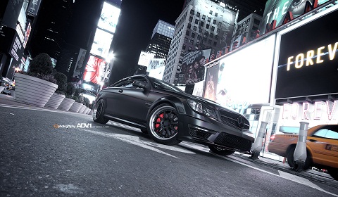 Mercedes C63 AMG Coupe With ADV1 Wheels in Times Square
