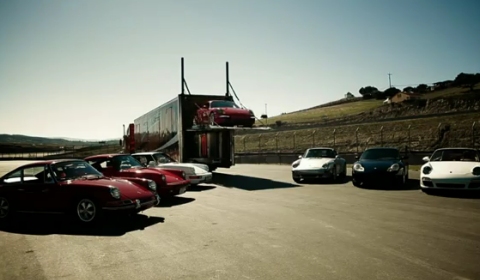 All previous generations of the Porsche 911 gathered during the Rennsport