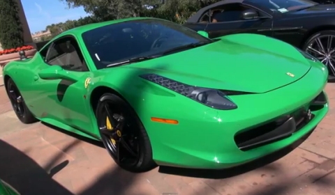 Video Green Painted Ferrari 458 Italia Our man from the Los Angeles Drake