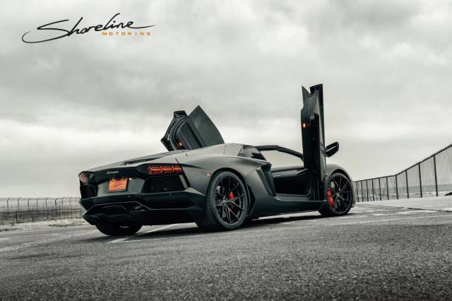 Matte Black Lamborghini Aventador Roadster by Shoreline Motoring